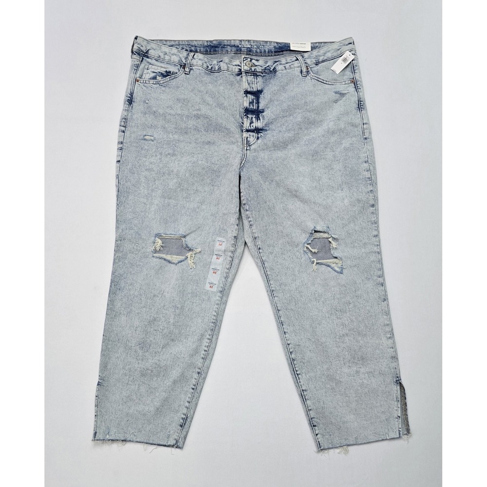 Old Navy OG Straight High Waisted Distressed Acid Wash Jeans Size 26 Ankle Hem
